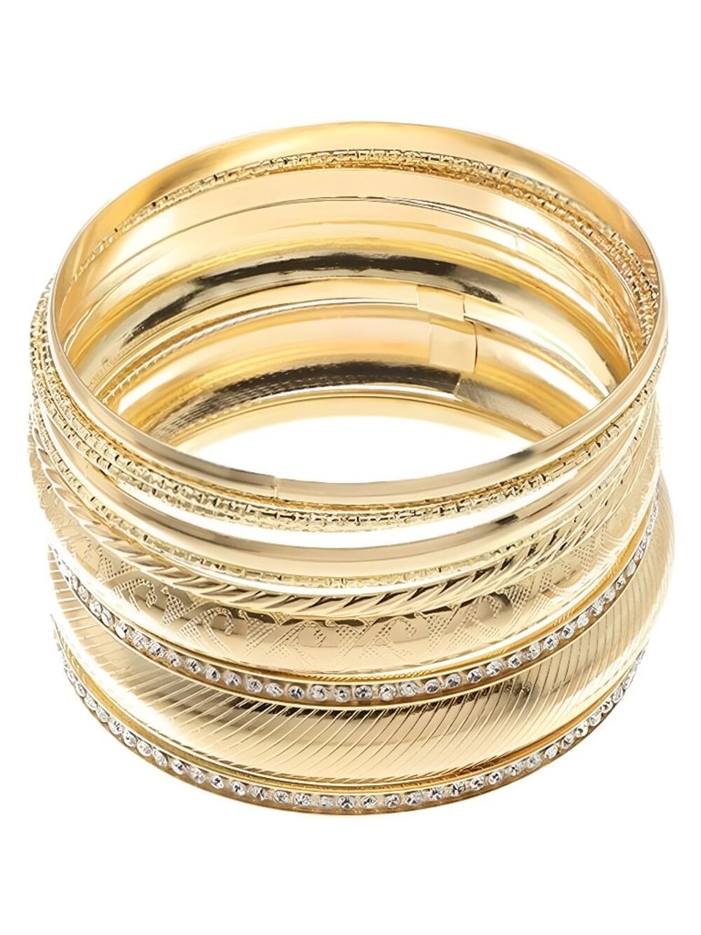 Gold Bangle Multi Stackable Bracelets for Women,14K Gold Plated Boho Indian